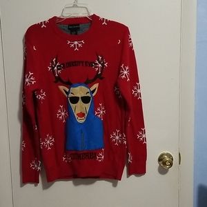 Alex Stevens M She Doesn't Come Here! Reindeer and Snowflake Sweater